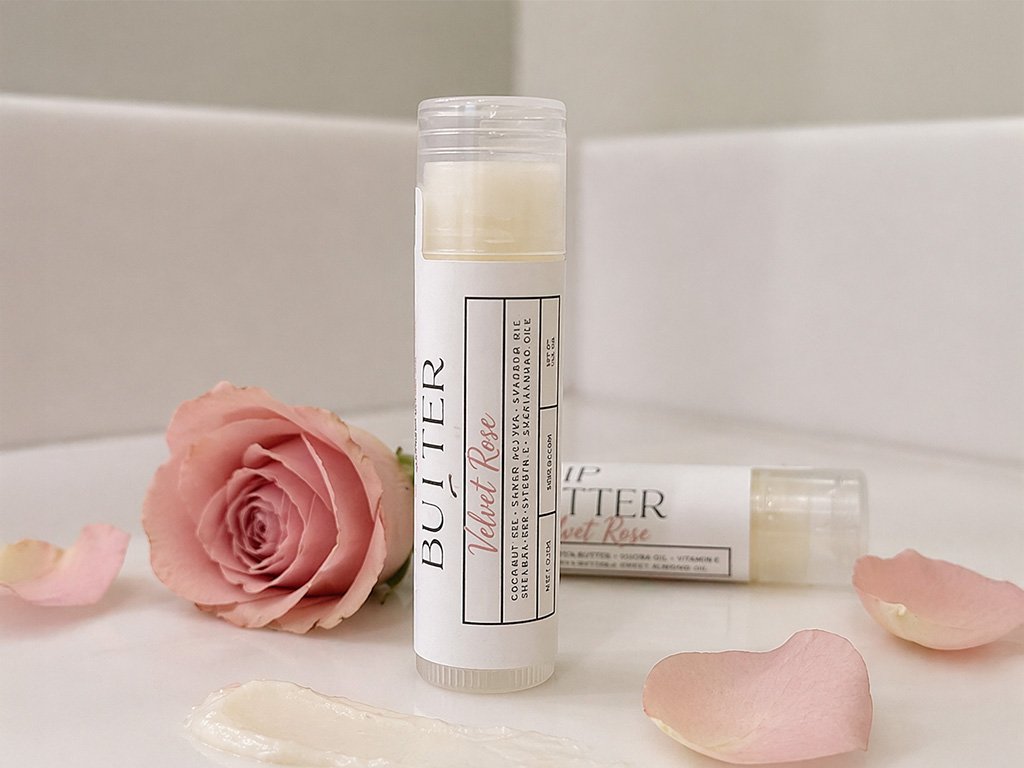 Fun, floral Velvet Rose Lip Butter.
